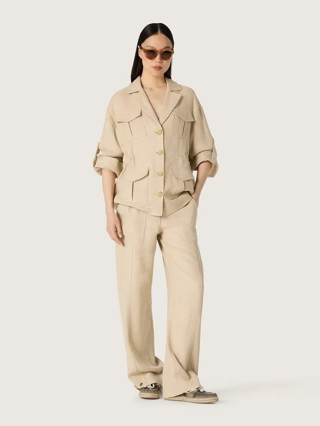 Beigefarbene Viskosehose für Damen