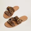 Damen-Sandalen „Margaret“ aus Ponyfell mit Leopardenmuster