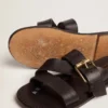 Damen-Sandalen „Margaret“ in Schwarz aus kunstharzbeschichtetem Leder