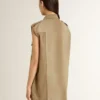 Damen-Shirtkleid aus sandfarbenem Denim mit Military-Details