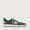 Damen-Sneaker „Ball Star“ aus grünem Wildleder mit silbernem Glitzerstern