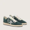 Damen-Sneaker „Ball Star“ aus grünem Wildleder mit silbernem Glitzerstern