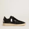 Damen-Sneaker „Ball Star“ aus Mesh mit Swarovski-Kristallen sowie einem Stern und einer Fersenlasche aus schwarzem laminiertem Leder
