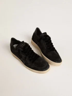 Damen-Sneaker „Ball Star“ aus Mesh mit Swarovski-Kristallen sowie einem Stern und einer Fersenlasche aus schwarzem laminiertem Leder