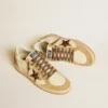 Damen-Sneaker „Ball Star“ aus Nappa und Wildleder mit Stern aus Ponyfell und metallischer Fersenlasche