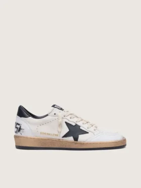Damen-Sneaker „Ball Star“ aus Nappaleder mit schwarzem Stern und schwarzer Fersenlasche
