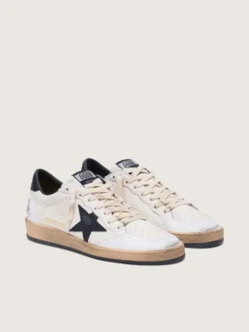 Damen-Sneaker „Ball Star“ aus Nappaleder mit schwarzem Stern und schwarzer Fersenlasche