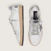 Damen-Sneaker „Ball Star“ aus Nappaleder mit silbernem Glitzerstern und Fersenlasche