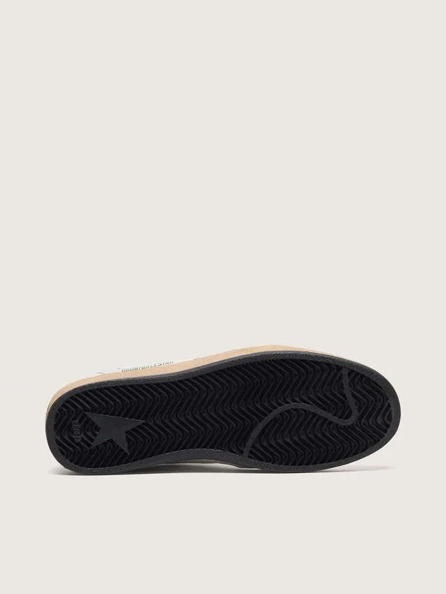 Damen-Sneaker „Ball Star“ aus Nappaleder mit silbernem Glitzerstern und Fersenlasche