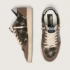 Damen-Sneaker „Ball Star LAB“ aus braunem Matelassé-Samt mit Strasssteinen und schwarzem Lederstern