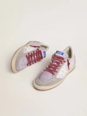 Damen-Sneaker „Ball Star LTD“ aus lila Nylon mit weißem Lederstern und Wildledereinsätzen