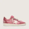 Damen-Sneaker „Ball Star LTD“ aus rosa Wildleder mit cremefarbenem Lederstern und roten Wildledereinsätzen