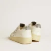 Damen-Sneaker „Ball Star“ mit silbernem Lederstern und silberner Glitzer-Fersenlasche