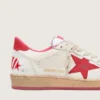 Herren-Sneaker „Ball Star Wishes“ aus weißem Leder mit rotem Stern und Fersenlasche