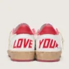Herren-Sneaker „Ball Star Wishes“ aus weißem Leder mit rotem Stern und Fersenlasche