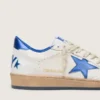 Herren-Ball Star-Wishes aus weißem Nappaleder mit einem leuchtend blauen Stern und Fersenlasche