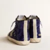 Damen-Sneaker „Francy Penstar“ in leuchtend blauen Pailletten mit eisgrauem Stern aus Wildleder