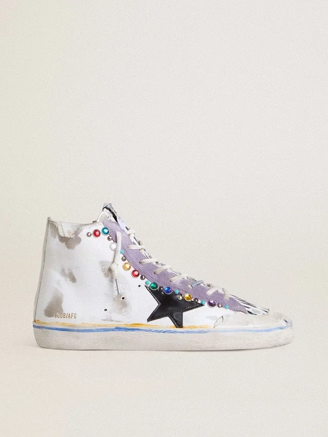 Damen-Sneaker „Francy Penstar LAB“ mit schwarzem Lederstern und mehrfarbigen Nieten