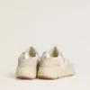 Damen-Sneaker „Running Sole“ aus Canvas mit beigem Stern und Fersenlasche aus platinfarbenem Metallic-Leder