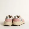 Damen-Sneaker „Running Sole“ aus grauem Mesh und Wildleder mit silbernem Glitzerstern