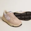 Damen-Sneaker „Running Sole“ aus Mesh und Nubuk mit silbernem Metallic-Lederstern