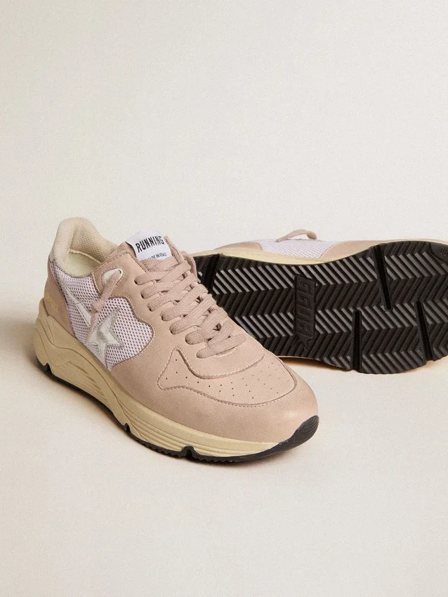Damen-Sneaker „Running Sole“ aus Mesh und Nubuk mit silbernem Metallic-Lederstern