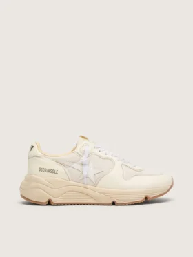 Damen-Sneaker „Running Sole“ aus Mesh und weißem Nappaleder