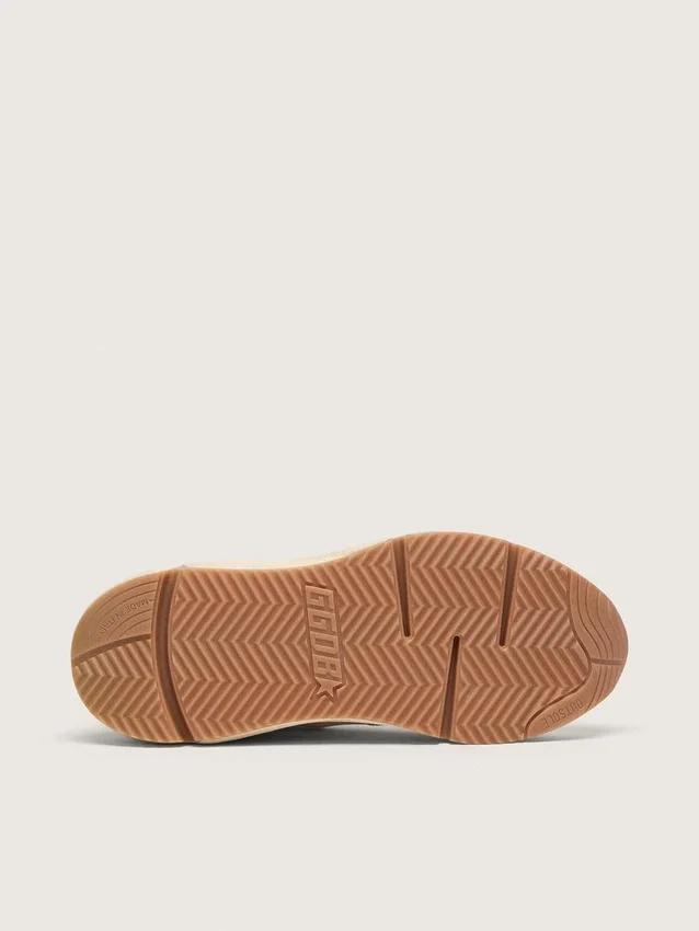 Damen-Sneaker „Running Sole“ aus Mesh und weißem Nappaleder