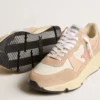 Damen-Sneaker „Running Sole“ aus Mesh und Wildleder mit rosa Stern und silberner Fersenlasche