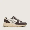 Damen-Sneaker „Running Sole“ aus Nappa und braunem Wildleder mit einem Stern aus Swarovski-Kristallen