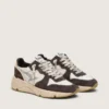 Damen-Sneaker „Running Sole“ aus Nappa und braunem Wildleder mit einem Stern aus Swarovski-Kristallen