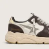 Damen-Sneaker „Running Sole“ aus Nappa und braunem Wildleder mit einem Stern aus Swarovski-Kristallen