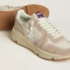 Damen-Sneaker „Running Sole“ aus Nylon und Wildleder mit silbernem aufgedrucktem Stern und Lederlasche an der Ferse
