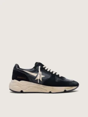 Damen-Sneaker „Running Sole“ aus schwarzem Nappa und Wildleder