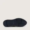 Damen-Sneaker „Running Sole“ in silbernem Glitzer und taubengrauem Wildleder