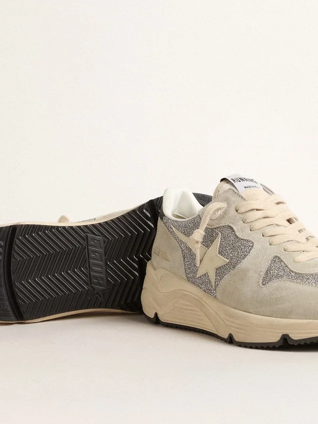 Damen-Sneaker „Running Sole“ mit Swarovski-Kristallen und elfenbeinfarbenem Stern verziert