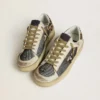 Damen-Stardan aus Nappa und Mesh mit Fersenlasche aus Ponyfell mit Leopardenmuster