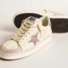 Damen-Stardan aus Nappa und Wildleder mit rosa Glitzerstern und Fersenlasche