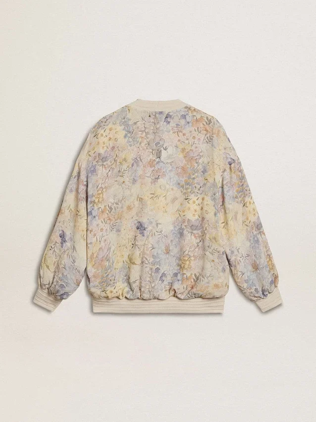 Damen-Strickjacke mit Blumenprint und Stickerei