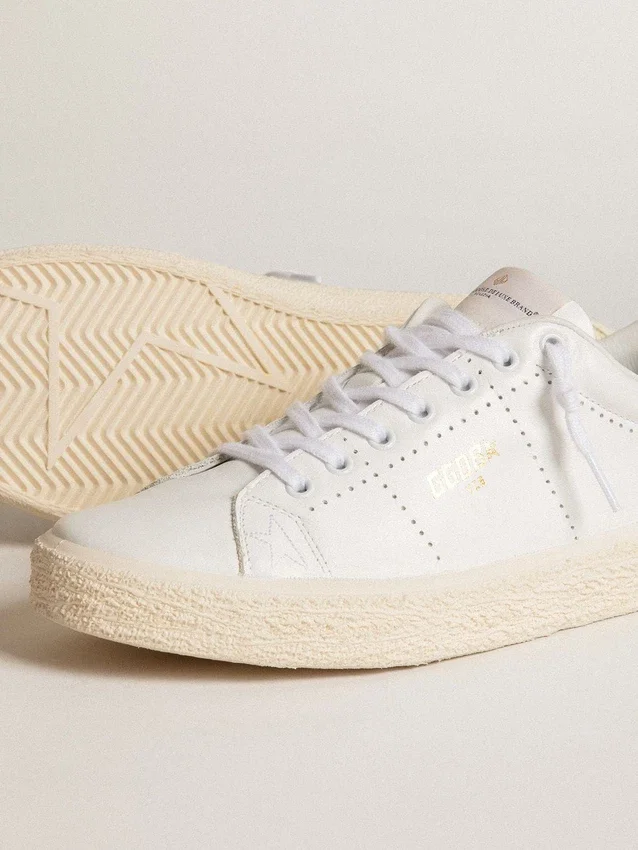 Damen-Tennisschuhe aus weißem Leder