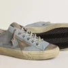 Damen-V-Star aus hellblauem Canvas mit taubengrauem Lederstern