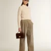 Damenhose aus khakifarbener Baumwolle