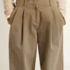 Damenhose aus khakifarbener Baumwolle