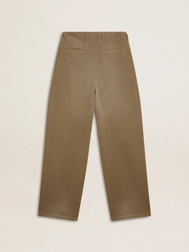 Damenhose aus khakifarbener Baumwolle