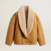 Damenjacke aus Schafsleder mit breitem Shearling-Schalkragen
