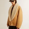 Damenjacke aus Schafsleder mit breitem Shearling-Schalkragen