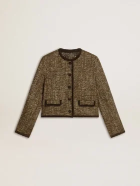 Damenjacke „Journey“ aus Wolltweed mit kaffeefarbenen Wildlederdetails