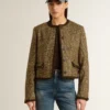 Damenjacke „Journey“ aus Wolltweed mit kaffeefarbenen Wildlederdetails