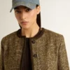 Damenjacke „Journey“ aus Wolltweed mit kaffeefarbenen Wildlederdetails