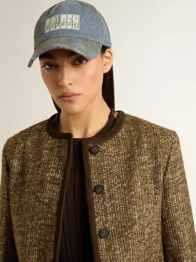 Damenjacke „Journey“ aus Wolltweed mit kaffeefarbenen Wildlederdetails